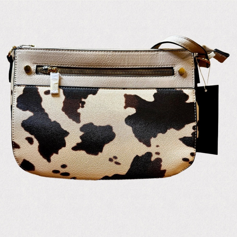 Le Miel Cream And Cow Print Crossbody Women's Bag-NWT